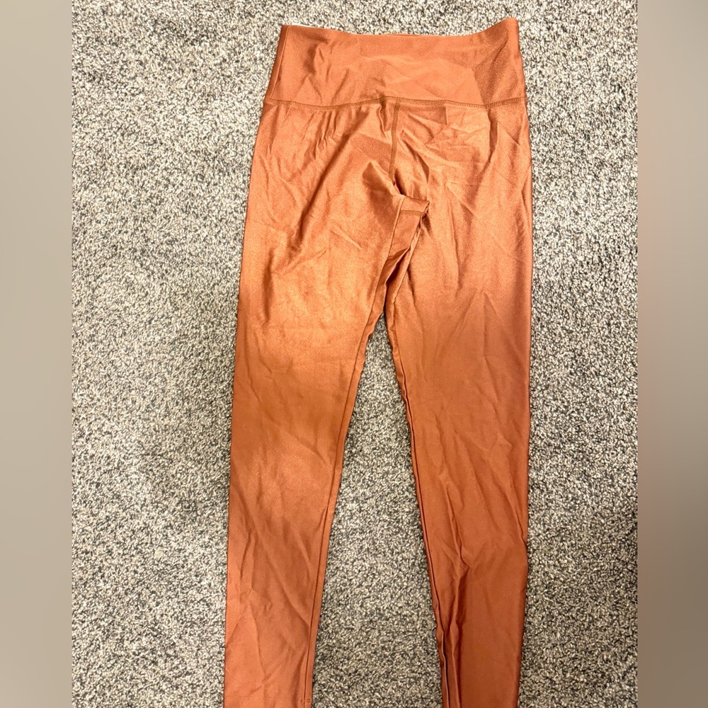 Shiny Copper High-Waisted Leggings